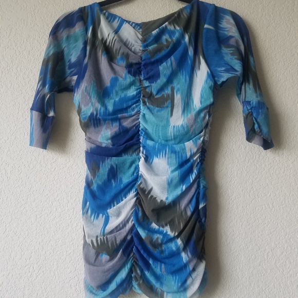 Blue Patterned Women's Top - Picture 3 of 5